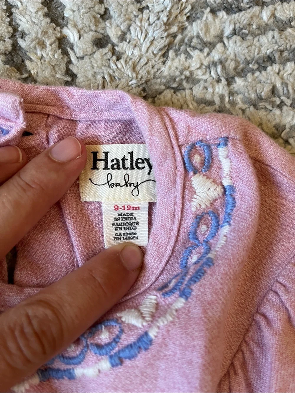 Hatley Baby Pink Long-Sleeve Embroidered Dress 9-12 Months
